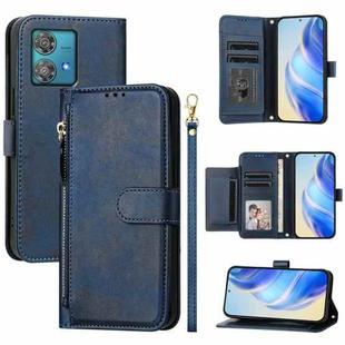 For Motorola Edge 40 Neo Multi-Card Slots Zipper Wallet Leather Phone Case(Blue)