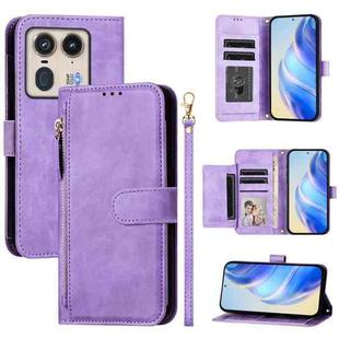 For Motorola Edge 50 Ultra / Moto X50 Ultra Multi-Card Slots Zipper Wallet Leather Phone Case(Purple)