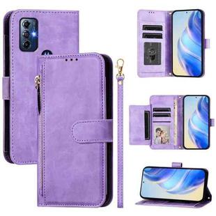 For Motorola G Pure 2021 / Moto G Play 2023 Multi-Card Slots Zipper Wallet Leather Phone Case(Purple)