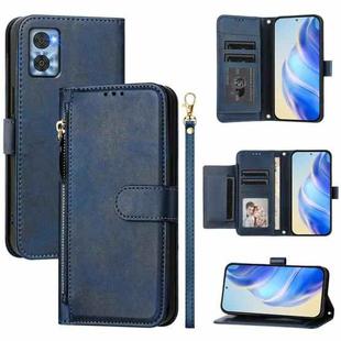 For Motorola Moto E22 / Moto E22i Multi-Card Slots Zipper Wallet Leather Phone Case(Blue)