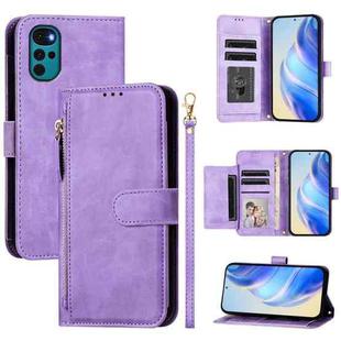 For Motorola Moto E32 India / E32s / G22 Multi-Card Slots Zipper Wallet Leather Phone Case(Purple)