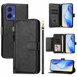 For Motorola Moto G85 Multi-Card Slots Zipper Wallet Leather Phone Case(Black)