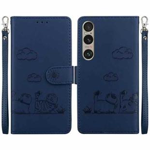 For Sony Xperia 1 VI Cute Cats RFID Leather Phone Case(Blue)