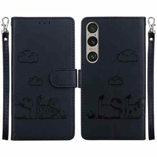 For Sony Xperia 1 VI Cute Cats RFID Leather Phone Case(Black)