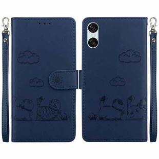 For Sony Xperia 10 VI Cute Cats RFID Leather Phone Case(Blue)