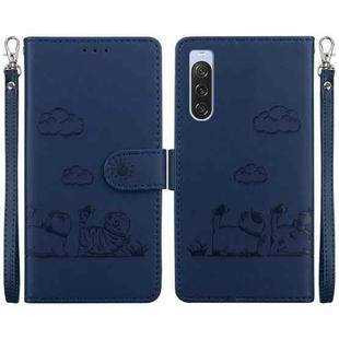 For Sony Xperia 10 V Cute Cats RFID Leather Phone Case(Blue)