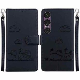 For Sony Xperia 1 VII Cute Cats RFID Leather Phone Case(Black)
