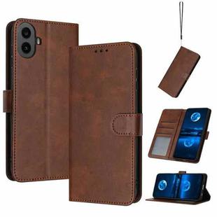 For Nothing CMF Phone 1 Solid Calf Texture Flip Leather Phone Case(Brown)