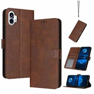 For Nothing Phone 2 Solid Calf Texture Flip Leather Phone Case(Brown)