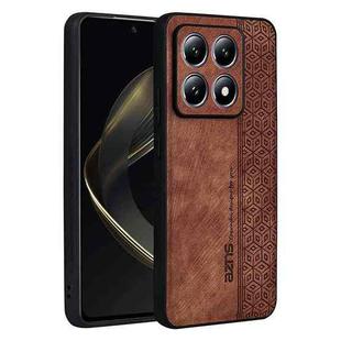 For Xiaomi 14T AZNS 3D Embossed Skin Feel Phone Case(Brown)