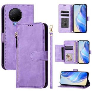 For Infinix Note 12 4G 2023 / Note 12 Pro 4G Multi-Card Slots Zipper Wallet Leather Phone Case(Purple)