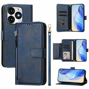 For Itel A70 Multi-Card Slots Zipper Wallet Leather Phone Case(Blue)