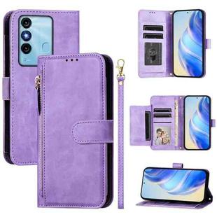 For Itel P38 Multi-Card Slots Zipper Wallet Leather Phone Case(Purple)