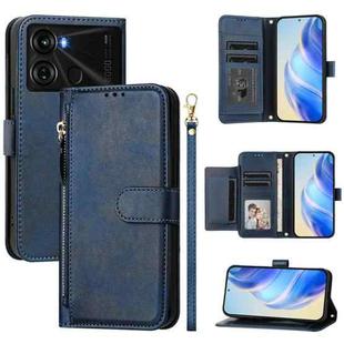 For Itel P40 Multi-Card Slots Zipper Wallet Leather Phone Case(Blue)