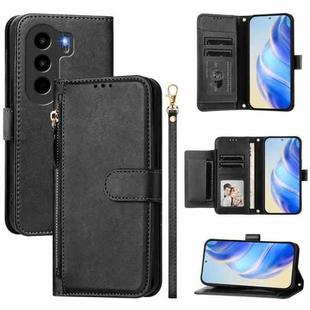 For Itel Power 70 Multi-Card Slots Zipper Wallet Leather Phone Case(Black)