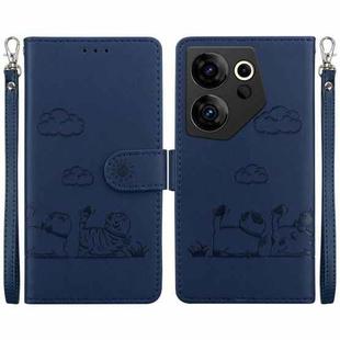 For Tecno Camon 20 Premier 5G Cute Cats RFID Leather Phone Case(Blue)