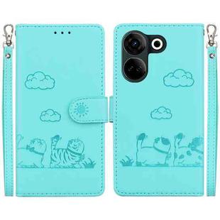 For Tecno Camon 20 Pro 4G / Camon 20 Cute Cats RFID Leather Phone Case(Green)