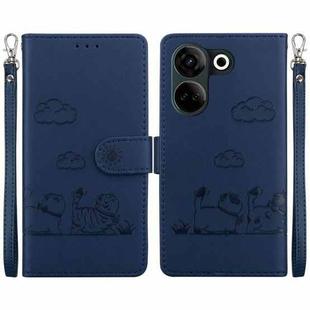 For Tecno Camon 20 Pro 4G / Camon 20 Cute Cats RFID Leather Phone Case(Blue)