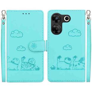 For Tecno Camon 20 Pro 5G Cute Cats RFID Leather Phone Case(Green)