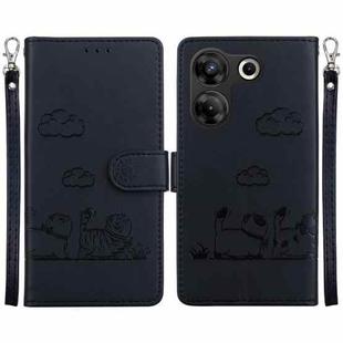 For Tecno Camon 20 Pro 5G Cute Cats RFID Leather Phone Case(Black)