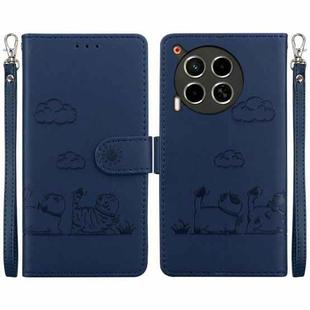 For Tecno Camon 30 5G / 4G Cute Cats RFID Leather Phone Case(Blue)