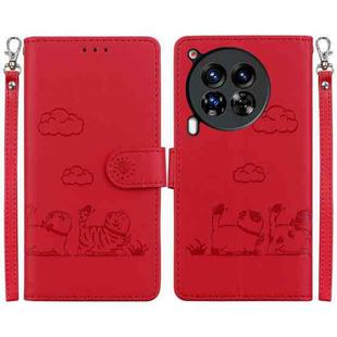 For Tecno Camon 30 Premier 5G Cute Cats RFID Leather Phone Case(Red)