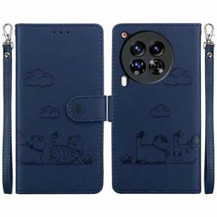 For Tecno Camon 30 Premier 5G Cute Cats RFID Leather Phone Case(Blue)