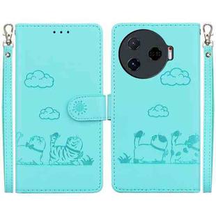 For Tecno Camon 30 Pro 5G Cute Cats RFID Leather Phone Case(Green)