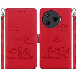 For Tecno Camon 30 Pro 5G Cute Cats RFID Leather Phone Case(Red)