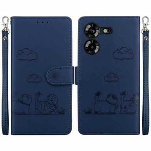 For Tecno Pova 5 Cute Cats RFID Leather Phone Case(Blue)