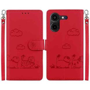 For Tecno Pova 5 Pro Cute Cats RFID Leather Phone Case(Red)