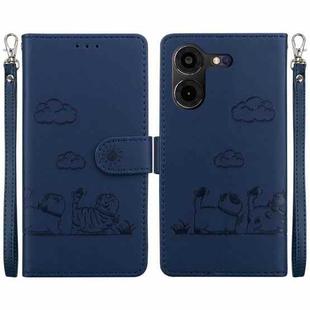 For Tecno Pova 5 Pro Cute Cats RFID Leather Phone Case(Blue)