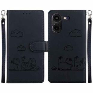 For Tecno Pova 5 Pro Cute Cats RFID Leather Phone Case(Black)