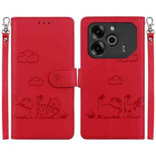 For Tecno Pova 6 5G / Pova 6 Pro 5G Cute Cats RFID Leather Phone Case(Red)