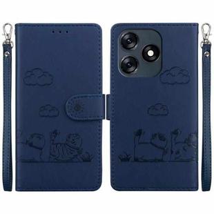 For Tecno Spark 10 4G / Spark 10C Cute Cats RFID Leather Phone Case(Blue)