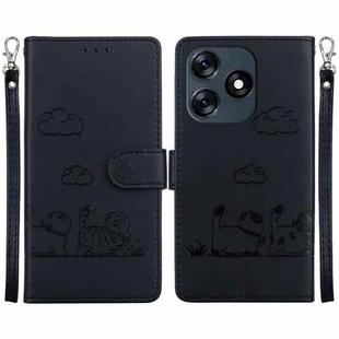 For Tecno Spark 10 4G / Spark 10C Cute Cats RFID Leather Phone Case(Black)