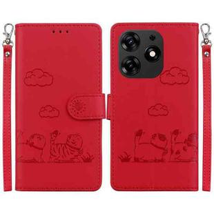 For Tecno Spark 10 Pro Cute Cats RFID Leather Phone Case(Red)