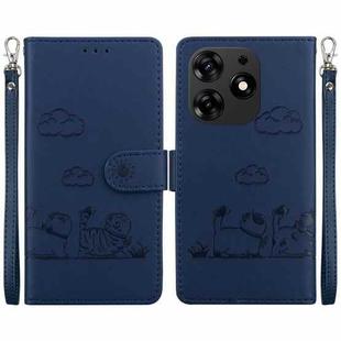 For Tecno Spark 10 Pro Cute Cats RFID Leather Phone Case(Blue)