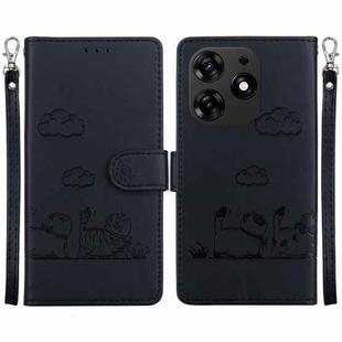 For Tecno Spark 10 Pro Cute Cats RFID Leather Phone Case(Black)