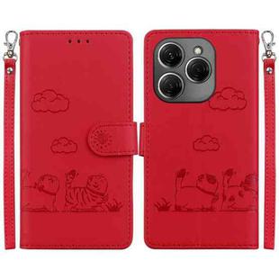 For Tecno Spark 20 Pro Cute Cats RFID Leather Phone Case(Red)