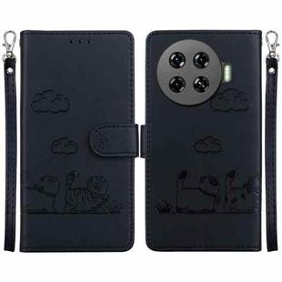 For Tecno Spark 20 Pro+ 4G Cute Cats RFID Leather Phone Case(Black)