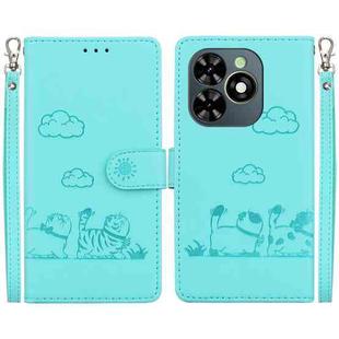 For Tecno Spark Go 2024 / 20 / 20C Cute Cats RFID Leather Phone Case(Green)