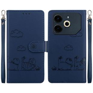 For Tecno Pova 6 Neo Cute Cats RFID Leather Phone Case(Blue)