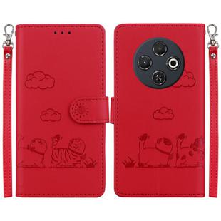 For Tecno Spark 30C Cute Cats RFID Leather Phone Case(Red)