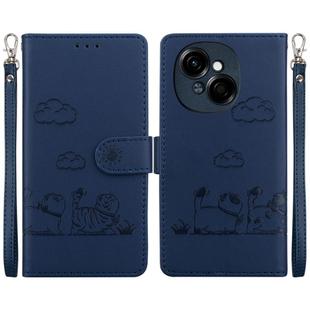 For Tecno Spark Go 1 / Pop 9 Cute Cats RFID Leather Phone Case(Blue)