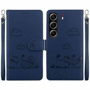 For Tecno Camon 40 Cute Cats RFID Leather Phone Case(Blue)