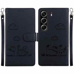 For Tecno Camon 40 Cute Cats RFID Leather Phone Case(Black)