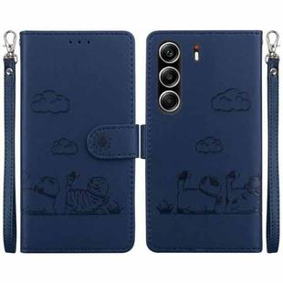 For Tecno Camon 40 Pro 4G Cute Cats RFID Leather Phone Case(Blue)