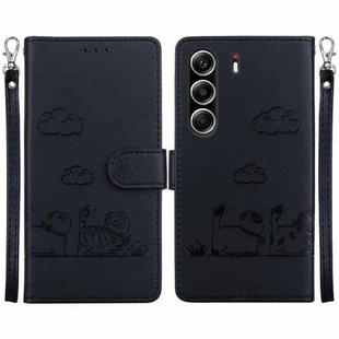For Tecno Camon 40 Pro 4G Cute Cats RFID Leather Phone Case(Black)
