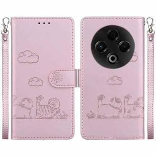 For Tecno Spark 30 4G Cute Cats RFID Leather Phone Case(Rose Gold)